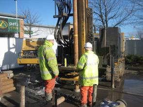 Sonic drilling for mineworks stabilisation